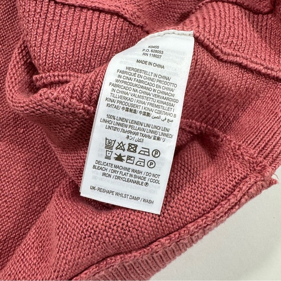Boden Relaxed V Neck Linen Sweater Vest Pink - Picture 3 of 6